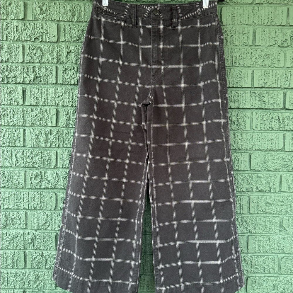 Madewell Wide Leg Crop Checkered Pants